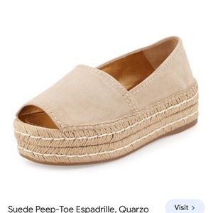 Prada Suede Peep-Toe Espadrille, Quarzo 38 1/2 38.5